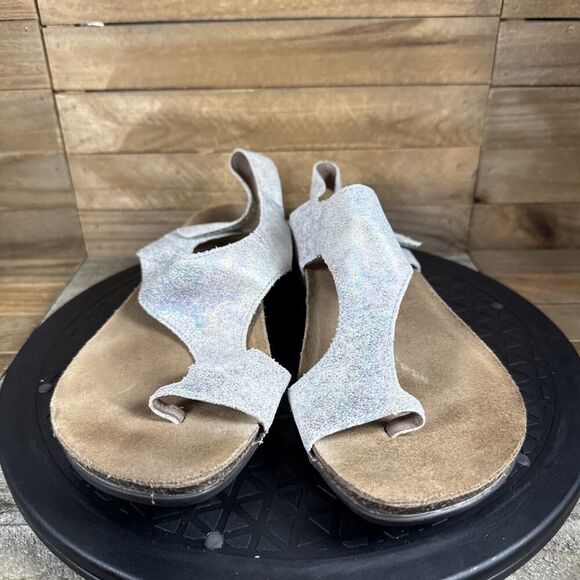 Dansko Sandals Women 7.5 Reece Linen Milled Shoes Multicolor Leather Toe Loop 38 - Picture 2 of 10